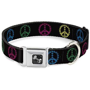 Imagem de Coleira para cachorro osso - Marijuana Peace Repeat Black Multi Color - Grande 38 a 66 cm