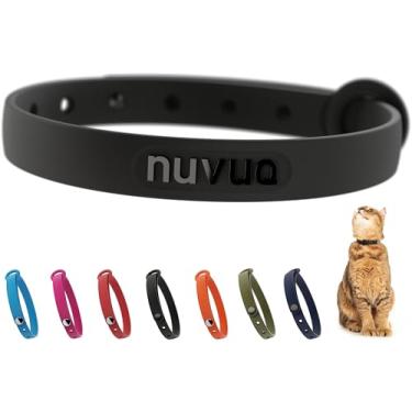 Imagem de Coleira preta para gatos – macia, confortável e leve com anel de identificação para gatos ao ar livre e animais de estimação de pele sensível da Nuvuq (15 a 25 cm, preta)