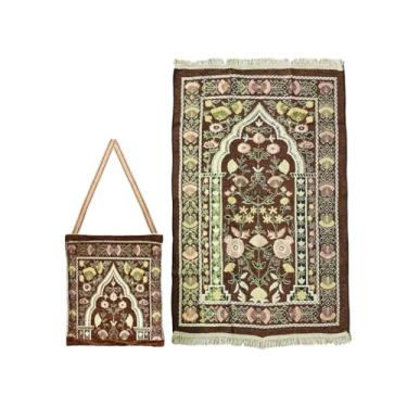 Imagem de Abiyou Tapete de oração muçulmano, tapete de oração islâmica, tapete de oração islâmico com bolsa de design elegante, tapete de oração dobrável portátil, tapete de oração do Ramadã, tapete de oração