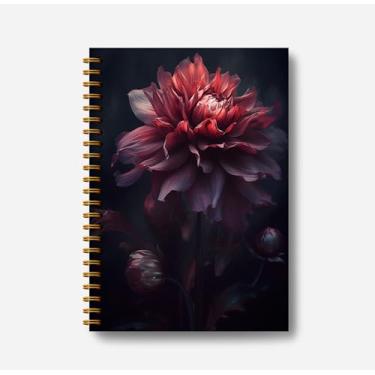 Imagem de Guymn Caderno feminino Dark Academia Moody Dahlia – Diário floral gótico gótico, diário de bruxa, material de escritório gótico, caderno de Halloween, caderno espiral 14 x 20 cm