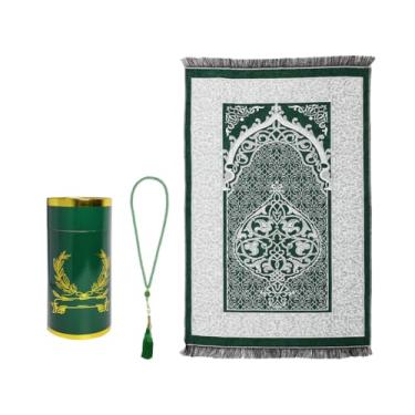 Imagem de Anlising Tapete de oração muçulmana, tapete de oração islâmica, tapete de oração muçulmana, tapete de oração islâmica e contas, tapete de oração com caixa de presente cilíndrica, conjunto de presentes