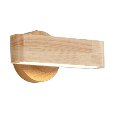 Imagem de Luminárias de parede modernas, simples, de madeira, 6 W, fonte de luz LED, três cores, arandelas de parede reguláveis, criativas, direção ajustável, corredor, escadas, luz de parede para par