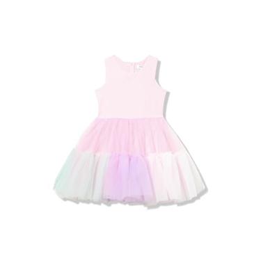 Imagem de Speechless Vestido de festa feminino sem mangas evasê com babados, Rosa/Multi, 7-8