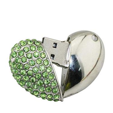 Imagem de 32GB Metal Heart Modelo 3.0 USB Flash Drive Pen Drive Armazenamento de Dados Pen Drive Pen Drive Pen Drive USB Drive USB 3.0 Flash Drive PenDrive U Disco Flash Memory Flash Disk - Verde