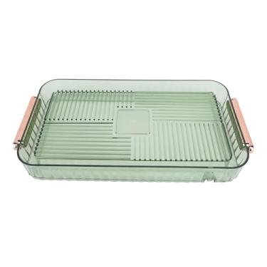 Imagem de Bandeja de Servir chá de Plástico, ABS PET Elegante Transparente Verde Versátil Bandeja de Servir chá de Grande Capacidade Com Mangueira de Drenagem de Bola de Sucção para Sala