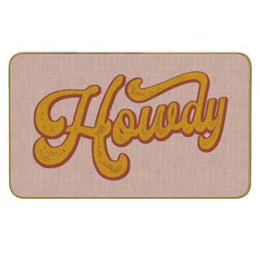 Imagem de Mingnei Tapete de porta Howdy rosa choque engraçado para cozinha doméstica, tapete de porta Howdy Cowgirl, capacho para casa, cozinha, frente, interior, exterior, tapete de entrada, tapete de