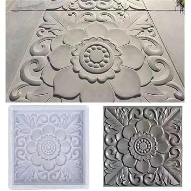 Imagem de 2 peças de moldes de concreto para passarelas, carimbos de concreto quadrados de plástico, moldes de pavimentação de concreto, caminhos de jardim, pavimentadoras de pedra para jardim (40 x 40 x 3,5