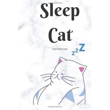 Imagem de Sleep Cat on white marble Sketchbook journal unlined pages: Cat journal unlined pages, Blank notebook Composition journals to Draw, Doodling and Write ... (Size 6x9 in) - Cream Paper/Matte Cover