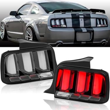 Imagem de Conjunto de luzes traseiras de LED, lâmpada de freio traseira, compatível com Ford Mustang 2005-2009, alojamento preto, lentes transparentes