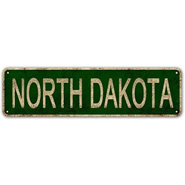 Imagem de LINStore Placa Dakota do Norte, placa de metal vintage com nome do estado americano, decoração de parede para escritório/casa/sala de aula - Melhores ideias de presente de decoração para mulheres e