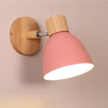 Imagem de OASISEN Arandela de parede nórdica de madeira moderna LED de metal lâmpada de parede policromada montada na parede para hotel, sala de estar, restaurante, corredor, cozinha