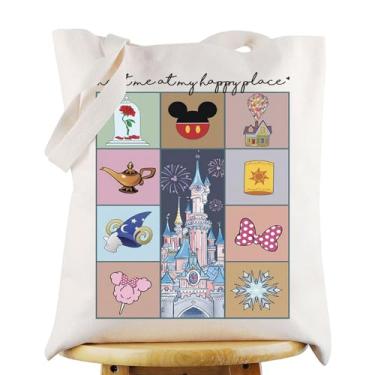 Imagem de KEYCHIN Bolsa de ombro Enchanted Kingdom Mouse Family Trip Snacks Gifts Meet Me At My Happy Place Bolsa de ombro Magic Castle Gifts, Happy Place Tb, Medium