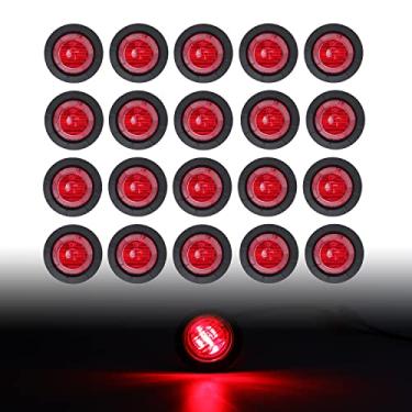 Imagem de TMH 1-1/10.2 cm redondo 6 LED Bullet Red Side Marker Clearance Lights LED Marker Trailer Lights Indicator Marker Lights for Truck Bus RV Dump Pickup 12V DC (20 peças)
