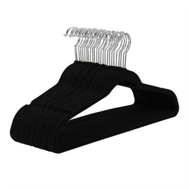 Imagem de Cabide de Veludo Adulto Cor Preta 50 unidades FUKUYAMA