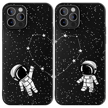 Imagem de Cavka Capa de telefone compatível com - iPhone 16 - para casais, melhores amigos, melhores amigos, melhores amigos, alma gêmea, astronautas fofos, capa para ele e sua namorada, namorado, aniversário,