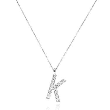 Imagem de Tarsus Colar com inicial de zircônia cúbica 14K joias presentes para namoradas mulheres e meninas, corrente ajustável 45,72 cm + 5,08 cm, Metal