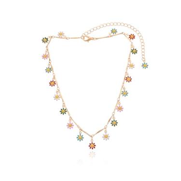 Imagem de Rrdaily Y2k Colar gargantilha de margarida para mulheres, adolescentes, meninas, boêmio, colorido, girassol, floral, hippie, praia, férias, festa, joias, presente, Banhado a ouro, Sem Pedra Preciosa