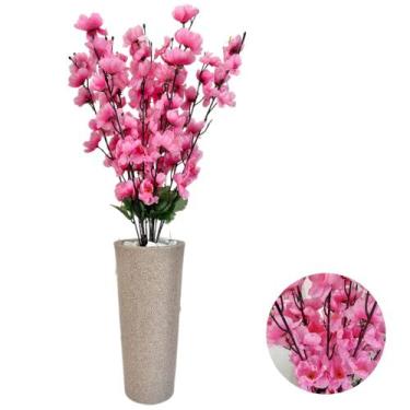 Imagem de Cerejeira Pessegueiro Flor Artificial + Vaso Cone Decorativo - PlantaI