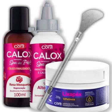 Imagem de Kit Spa Calox Gel Óleo Rosa Mosqueta Lixapéx Ureia E Bisturi - Cora