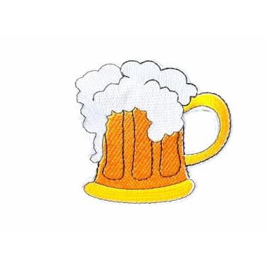 Imagem de Bru_289 Caneca de cerveja Happy Cheers com remendos caneca de vidro de cerveja alcoólica bebida fria linda logotipo de desenho animado 1 costura ferro em aplique bordado emblema sinal remendos roupas