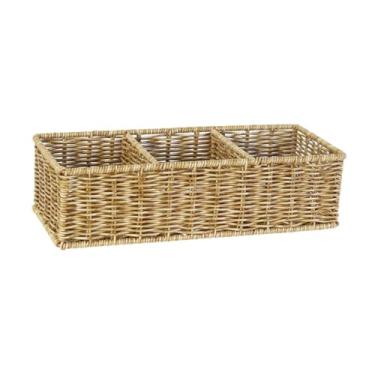 Imagem de Bothyi Cesto Organizador Rústico Retangular com 3 Compartimentos para Armários de Cozinha Balcão Lavanderia Escritório Tanque de Banheiro