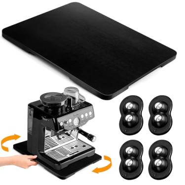 Imagem de Sliders de eletrodomésticos para utensílios de cozinha, bandeja de café rolante de 360° para bancada, bandeja deslizante de bambu para cafeteira, bandeja deslizante grande para batedeira KitchenAid,
