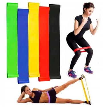Imagem de Kit 5 Elásticos Resistência Para Exercícios e Treino - Elásticas
