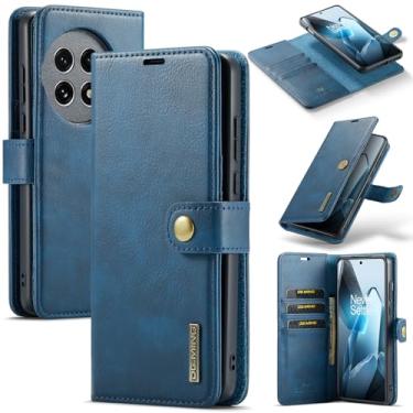 Imagem de DG.MING Capa carteira de couro magnética destacável 2 em 1 para OnePlus 13, capa flip com 3 compartimentos para cartão, 1 compartimento oculto para dinheiro, suporte flip e capa de telefone à prova de