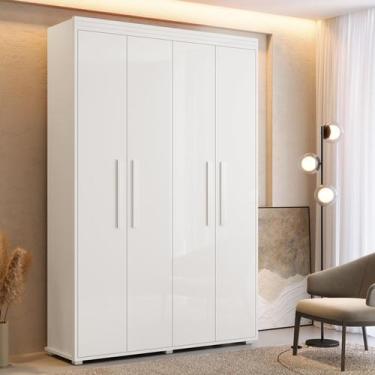 Imagem de Roupeiro 4 Portas MDF de Solteiro Pé de Madeira  Moderno - Loncie, Bra