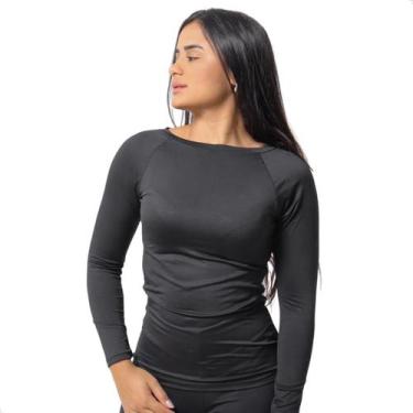 Imagem de Camiseta Térmica Feminina Manga Longa Proteção Uv Segunda Pele Básica 