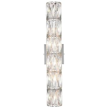 Imagem de Luminária de parede interna de luxo, luminárias de parede cromadas, arandelas de parede de cristal modernas, luminárias de parede de cristal para penteadeira, iluminação de parede para sala