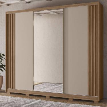 Imagem de Guarda Roupa Roupeiro Arizona 3 Portas 6 Gavetas com Espelho Carvalho Fendy Moval