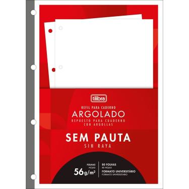 Imagem de Refil Caderno Argolado Fichário Sem Pauta 80Fls Tilibra