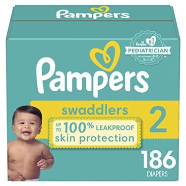 Imagem de Fraldas Tamanho 2, 186 Contagem - Pampers Swaddlers Fraldas descartáveis para bebês, (embalagem pode variar)