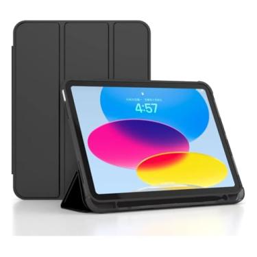Imagem de Kit Proteção para iPad 10ª Geração, 10,9 Polegadas, Capa Protetora Smart Flip com Suporte + Película de Vidro + Caneta Touch (Preto)
