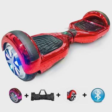 Imagem de Hoverboard Electrico Scooter Criança Infantil 6'5 Polegadas Led Na Roda Bluetooth Bateria Vermelho Cromado Luuk Young