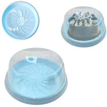 Imagem de Porta Bolos Boleira Suporte Para Torta Com Tampa e Alça - Top, Azul