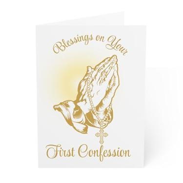 Imagem de J&J'S TOYSCAPE Cartão de Primeira Reconciliação, Cartão de Parabéns da Primeira Confissão para Cristãos, Católicos, 18 x 12 cm (Oração)