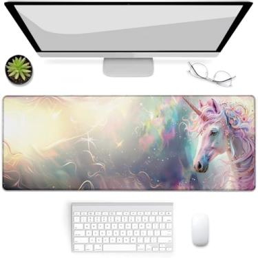Imagem de VANZEV Tapete de mouse para jogos de unicórnio, tapete de mouse, tapete de mesa, base de borracha antiderrapante para computadores, laptop, escritório, escola, acessórios de casa, presentes de 80 x 30