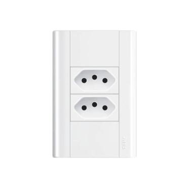 Imagem de Tomada Dupla 10a Com Placa 4x2 Fame Modulare, Branco