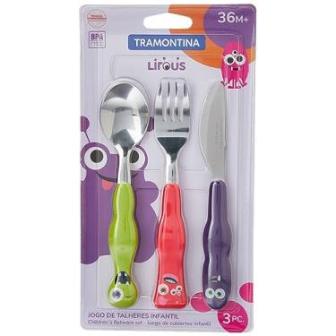 Imagem de Jogo de Talheres Infantil Tramontina Lirous Colorido 03 Peças