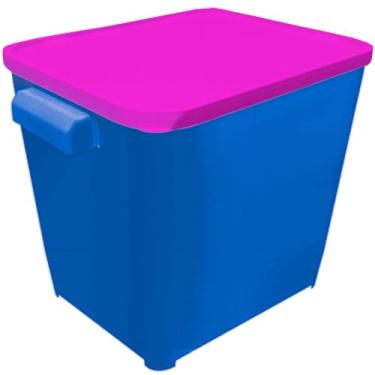 Imagem de Container Caixa Organizadora de Plástico com Tampa, Azul e Rosa, Empilhável, para Armazenamento 6KG Furacao