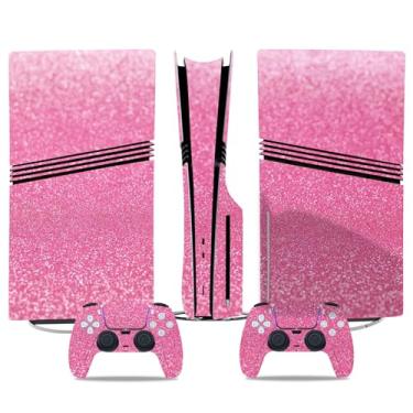 Imagem de PS5 Pro Disk Skin & Controller Decal Set-Custom Vinyl Wrap Stickers for PlayStation 5 Pro Disk Console & DualSense Controller-Matte Black Gaming Skins proteção completa (rosa, disco PS5 Pro)