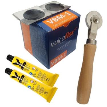 Imagem de Kit Reparo Camara Ar Bike Motos Vbm01 + 2 Colas + Rodilho - VULCAFLEX