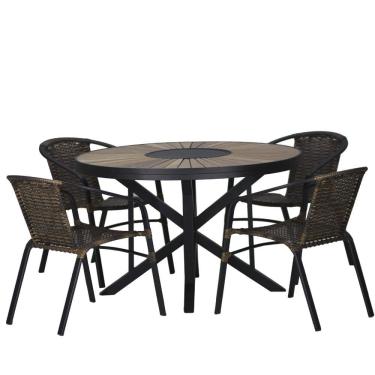 Imagem de 04 Cadeiras Floripa em Alumínio com Pintura e Mesa Atenas 120 Trama