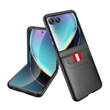 Imagem de LTLMYDAM Capa ultrafina para Motorola Razr 60 Ultra/60, dois compartimentos para cartões, couro empresarial, anti-impressão digital, capa de telefone com borda macia, proteção contra quedas, cinza, 60