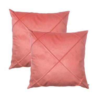 Imagem de Kit 2 Capas para Almofada Drapeada em Veludo Quadrada 43x43 com Enchim