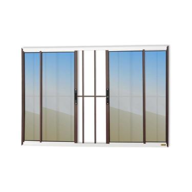 Imagem de Janela Confort 4 Folhas Com Grade Vidro Reflex 100cm X 100cm Brimak Mix Corten