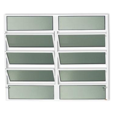 Imagem de Janela De Aluminio Basculante 2 Seções Plus Vidro Boreal 100cm X 150cm Brimak Branco