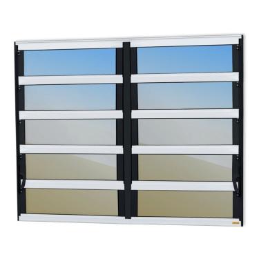 Imagem de Janela De Aluminio Basculante 2 Seções Elite Vidro Reflex 100cm X 200cm Brimak Mix Preto